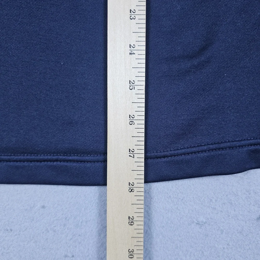 Adidas 1/4 Zip Sweatshirt Mens Large Navy Blue Yellow Pullover Mock Neck Fleece